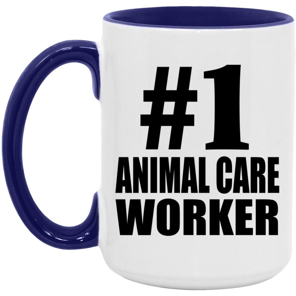 Number One #1 Animal Care Worker - 15oz Accent Mug Purple
