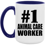 Number One #1 Animal Care Worker - 15oz Accent Mug Purple