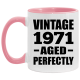 53rd Birthday Vintage 1971 Aged Perfectly - 11oz Accent Mug Pink