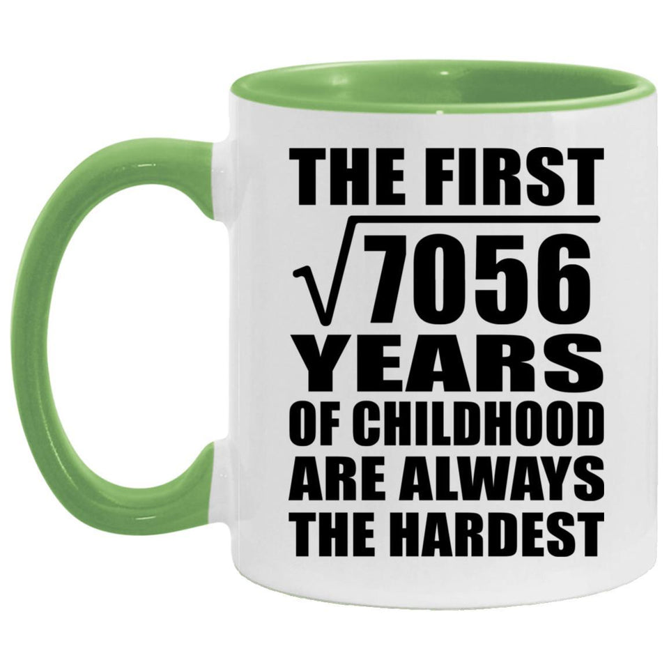 84th Birthday Square Root of 7056 Years of Childhood - 11oz Accent Mug Green