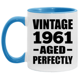63rd Birthday Vintage 1961 Aged Perfectly - 11oz Accent Mug Blue