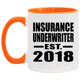 Insurance Underwriter Established EST. 2018 - 11oz Accent Mug Orange