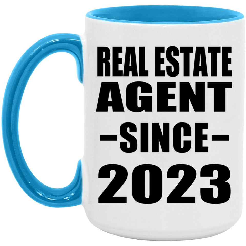 Real Estate Agent Since 2023 - 15oz Accent Mug Blue