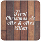 First Christmas As Mr & Mrs Elliott - Drink Coaster E