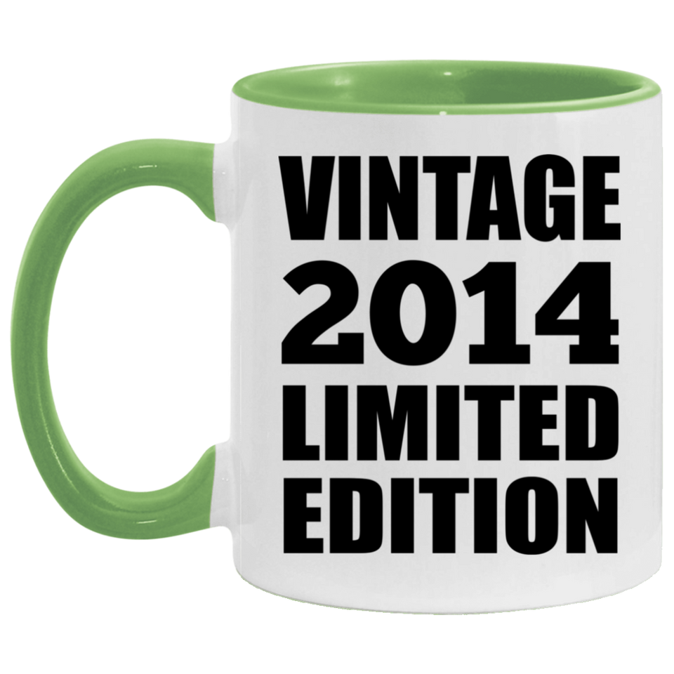 10th Birthday Vintage 2014 Limited Edition - 11oz Accent Mug Green