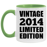 10th Birthday Vintage 2014 Limited Edition - 11oz Accent Mug Green