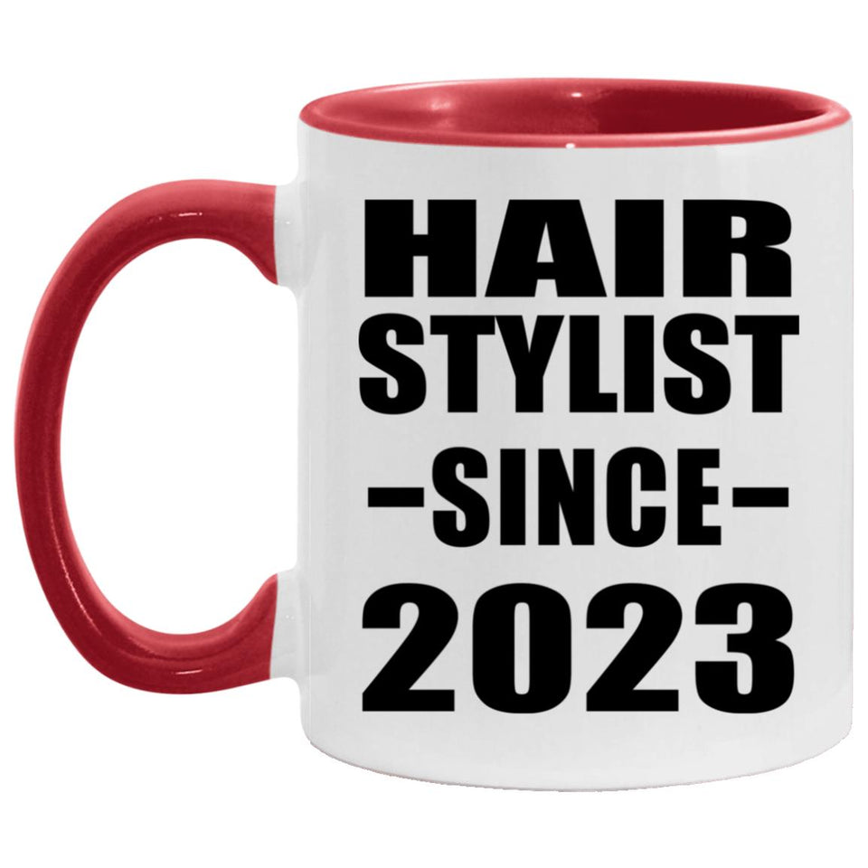 Hair Stylist Since 2023 - 11oz Accent Mug Red