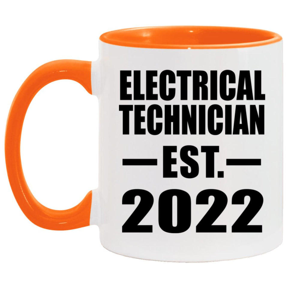Electrical Technician Established EST. 2022 - 11oz Accent Mug Orange