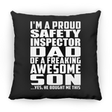 Proud Safety Inspector Dad Of Awesome Son - Throw Pillow Black
