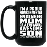 Proud Environmental Engineer Mom Of Awesome Son - 15 Oz Coffee Mug Black
