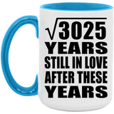 55th Anniversary Square Root of 3025 Years Still In Love - 15oz Accent Mug Blue