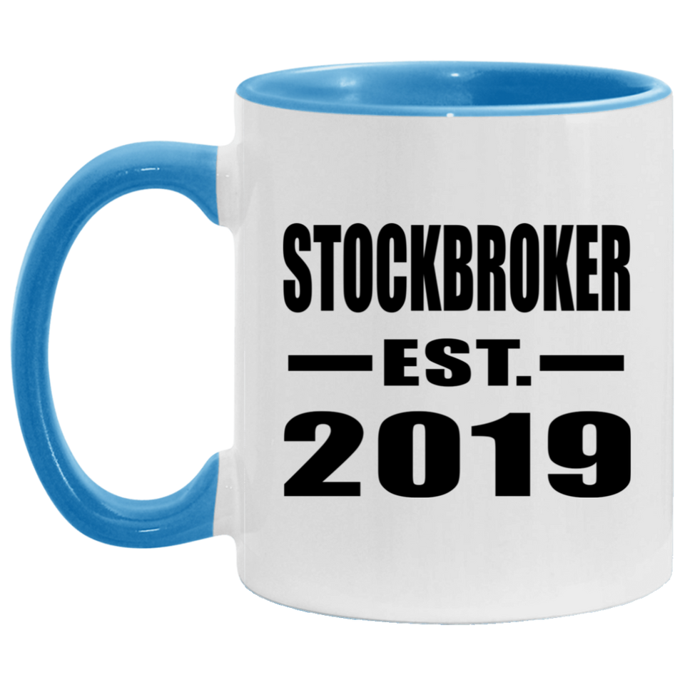 Stockbroker Established EST. 2019 - 11oz Accent Mug Blue