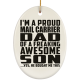 Proud Mail Carrier Dad Of Awesome Son - Oval Ornament