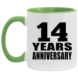 14th Anniversary 14 Years - 11oz Accent Mug Green