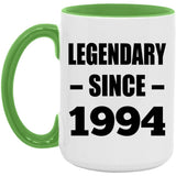 30th Birthday Legendary Since 1994 - 15oz Accent Mug Green