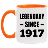 107th Birthday Legendary Since 1917 - 11oz Accent Mug Orange