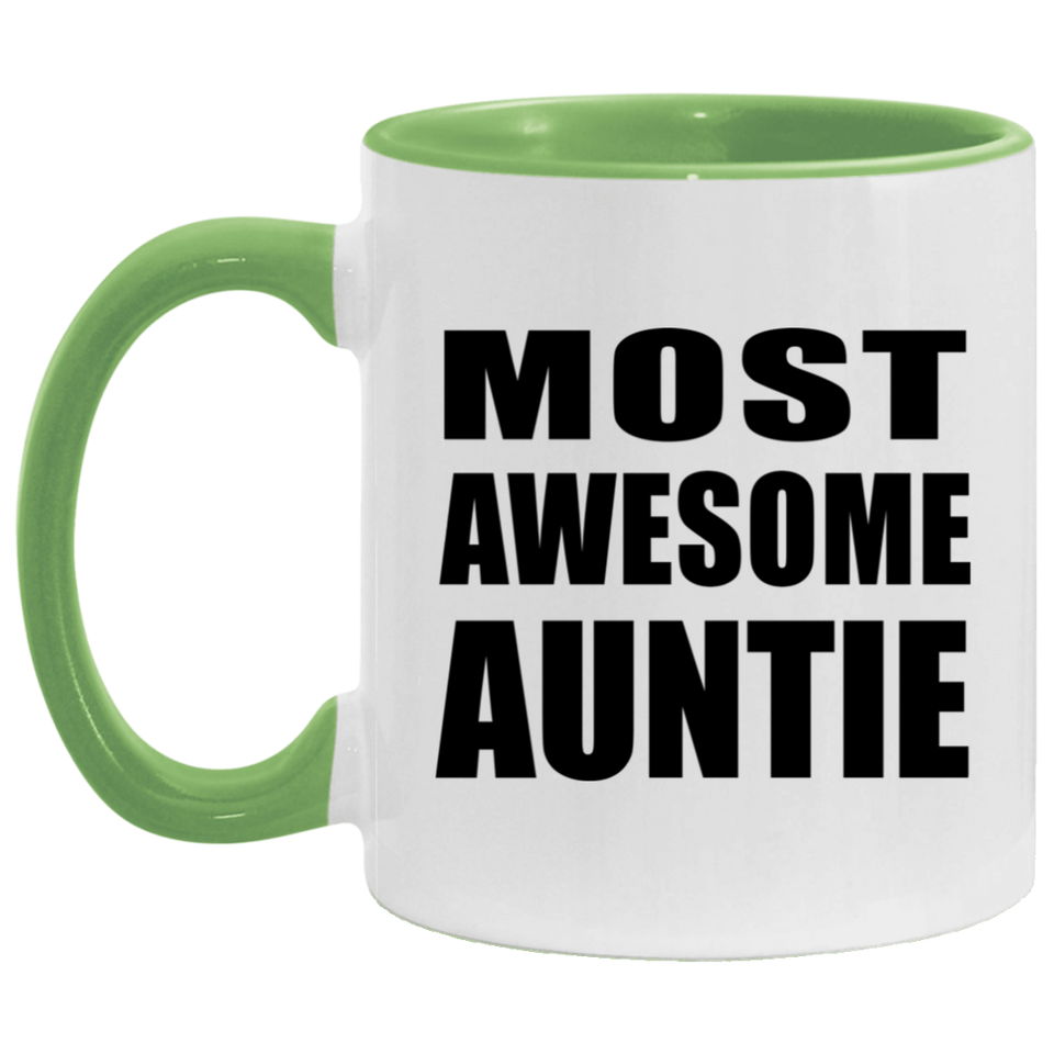 Most Awesome Auntie - 11oz Accent Mug Green