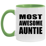 Most Awesome Auntie - 11oz Accent Mug Green