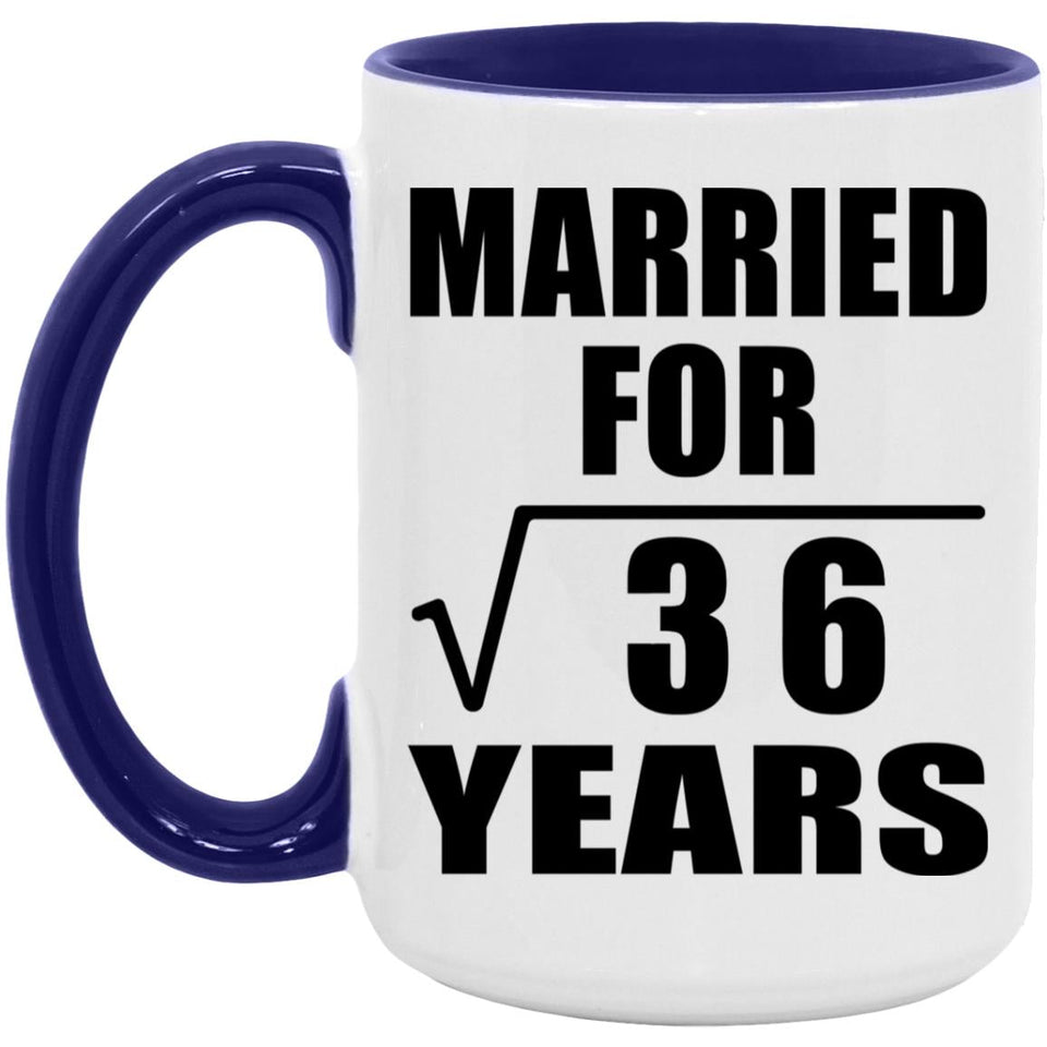 6th Anniversary Married For Square Root of 36 Years - 15oz Accent Mug Purple