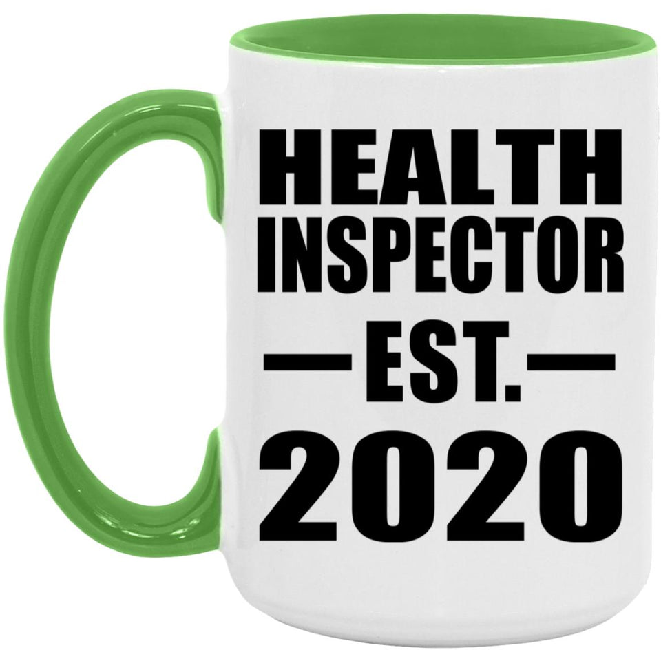 Health Inspector Established EST. 2020 - 15oz Accent Mug Green