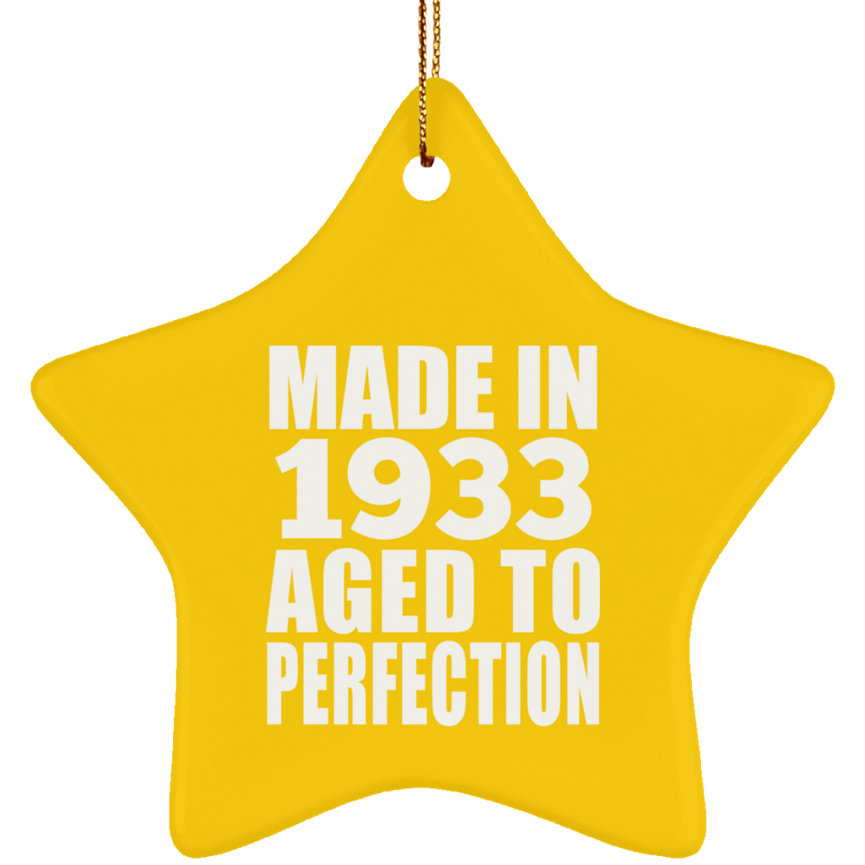 91st Birthday Made In 1933 Aged to Perfection - Star Ornament