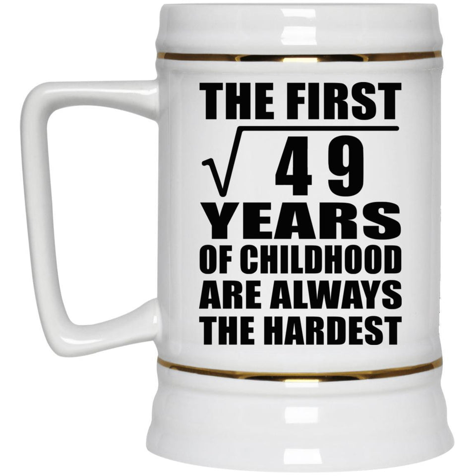 7th Birthday Square Root of 49 Years of Childhood - Beer Stein