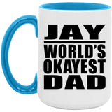 Jay World's Okayest Dad - 15oz Accent Mug Blue