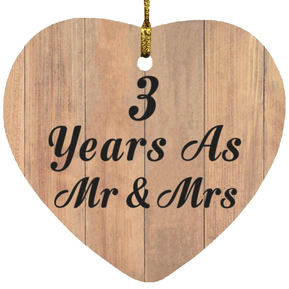 3 Years As Mr & Mrs - Heart Ornament C