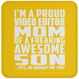 Proud Video Editor Mom Of Awesome Son - Drink Coaster