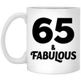 65th Birthday 65 & Fabulous - 11oz Coffee Mug