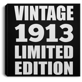 111th Birthday Vintage 1913 Limited Edition - Canvas Square