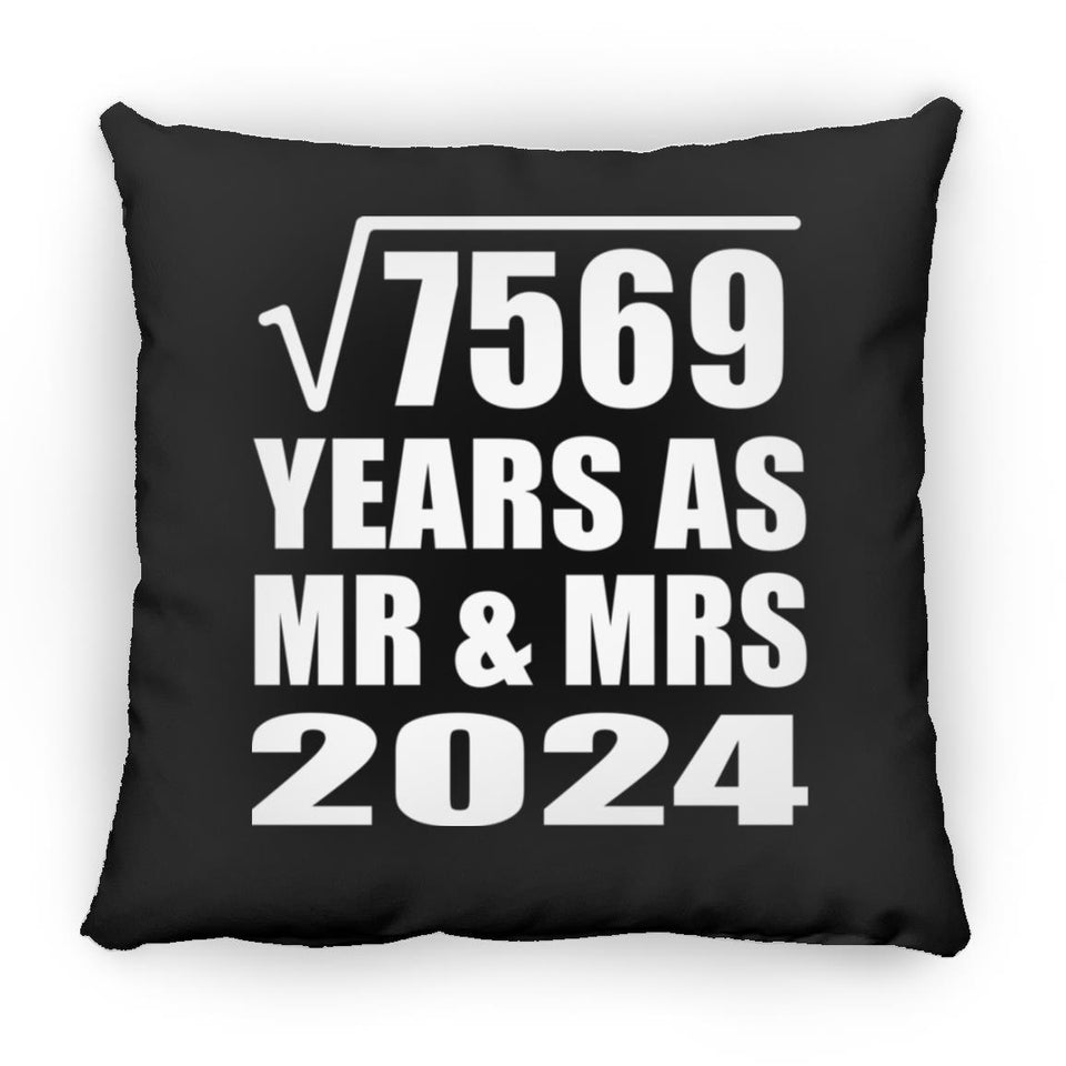 87th Anniversary Square Root of 7569 Years As Mr & Mrs 2024 - Throw Pillow Black