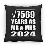 87th Anniversary Square Root of 7569 Years As Mr & Mrs 2024 - Throw Pillow Black