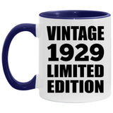 95th Birthday Vintage 1929 Limited Edition - 11oz Accent Mug Purple