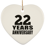 22nd Anniversary 22 Years - Heart Ornament