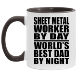 Sheet Metal Worker By Day World's Best Dad By Night - 11oz Accent Mug Black