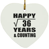 Happy 6th Anniversary Square Root of 36 Years & Counting - Heart Ornament