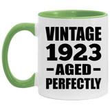 101st Birthday Vintage 1923 Aged Perfectly - 11oz Accent Mug Green