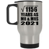 34th Anniversary Square Root of 1156 Years As Mr & Mrs 2021 - Silver Travel Mug