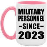 Military Personnel Since 2023 - 15oz Accent Mug Pink