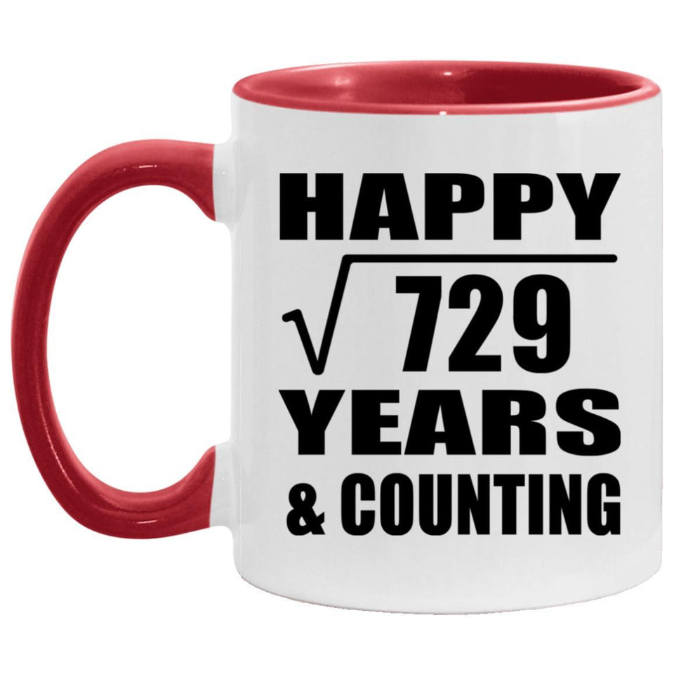 Happy 27th Anniversary Square Root of 729 Years & Counting - 11oz Accent Mug Red
