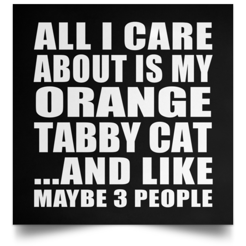All I Care About Is My Orange Tabby Cat - Poster Square