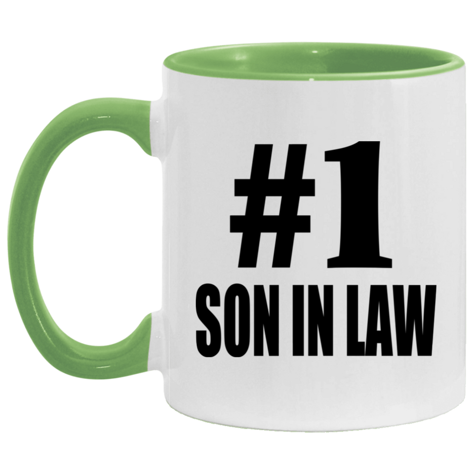 Number One #1 Son In Law - 11oz Accent Mug Green
