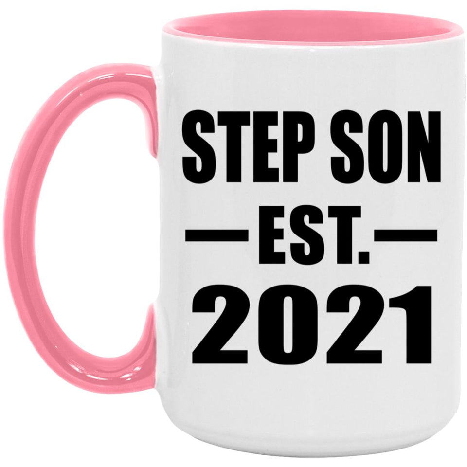 Step Son Established EST. 2021 - 15oz Accent Mug Pink