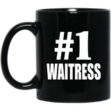 Number One #1 Waitress - 11 Oz Coffee Mug Black
