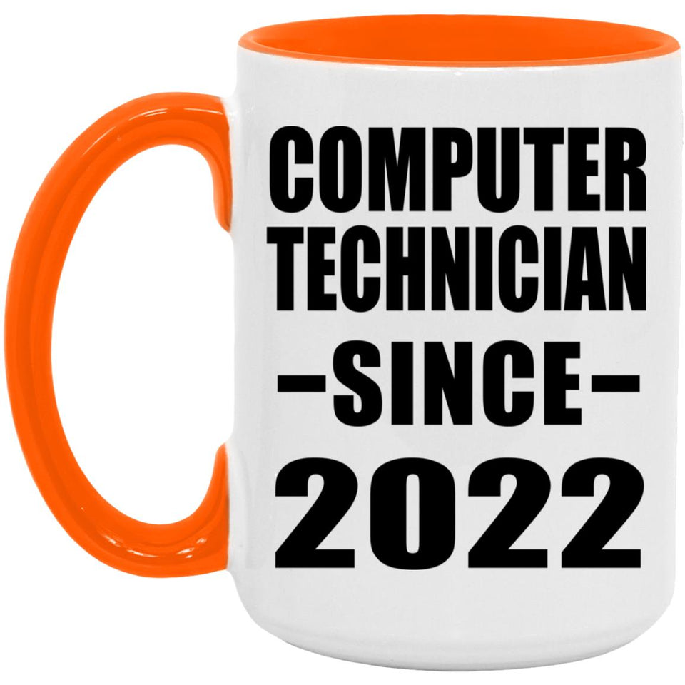 Computer Technician Since 2022 - 15oz Accent Mug Orange
