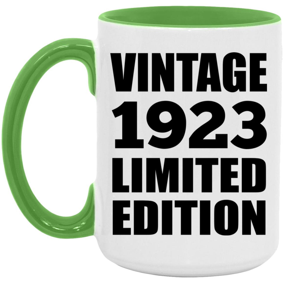 101st Birthday Vintage 1923 Limited Edition - 15oz Accent Mug Green