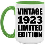 101st Birthday Vintage 1923 Limited Edition - 15oz Accent Mug Green