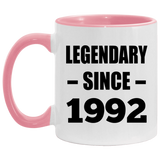32nd Birthday Legendary Since 1992 - 11oz Accent Mug Pink