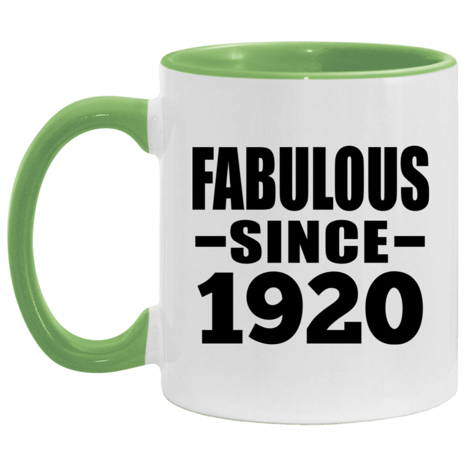 104th Birthday Fabulous Since 1920 - 11oz Accent Mug Green